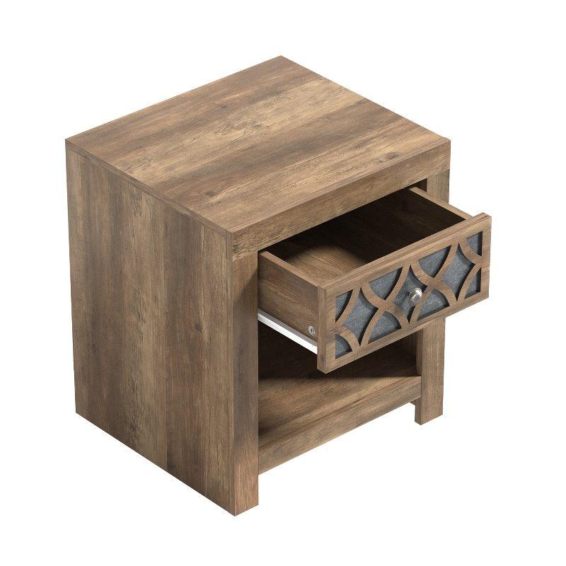 Galano Julric 1 Drawer Nightstand in Dusty Gray Oak with Aurora Silver, Knotty Oak with Gray Stone