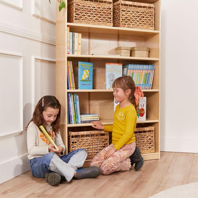 Adjustable Classic Birch Bookcase for Kids, 60in, Natural Brown