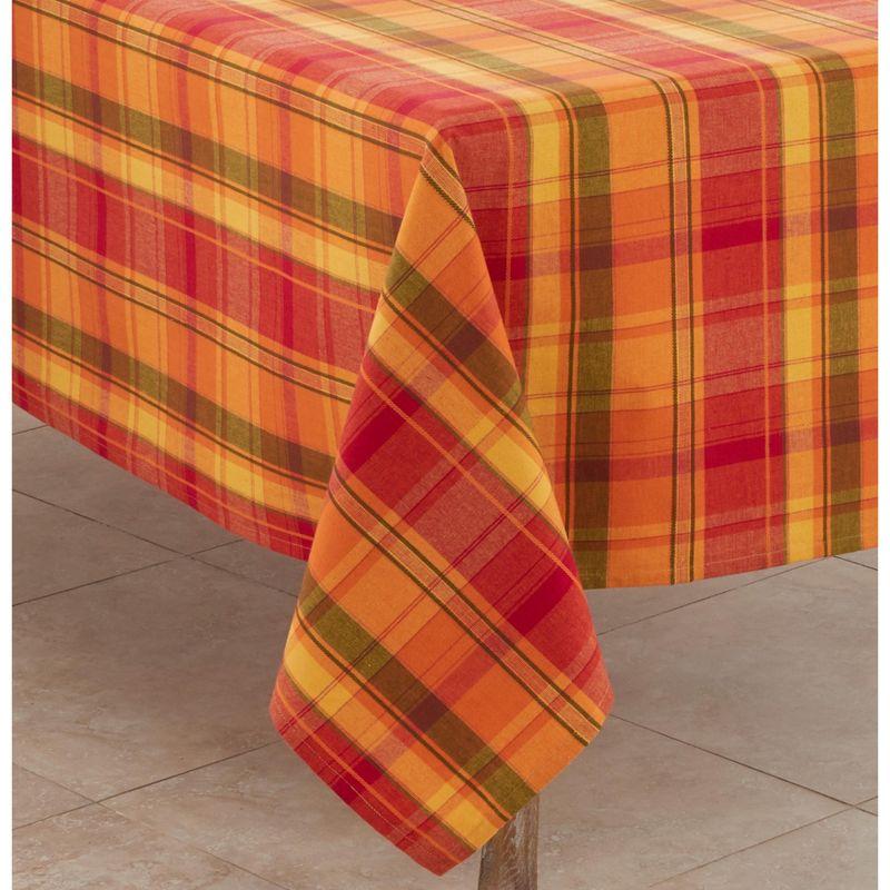 Harvest Plaid Cotton Fall Tablecloth in Warm Colors