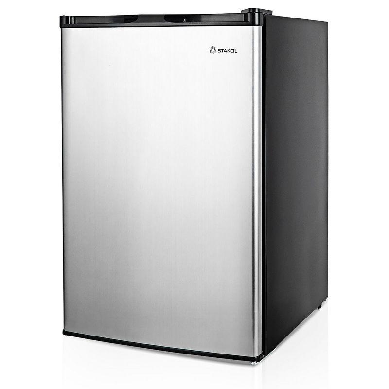 STAKOL 3 cu.ft. Compact Upright Freezer w/Single Stainless Steel Door Removable Shelves