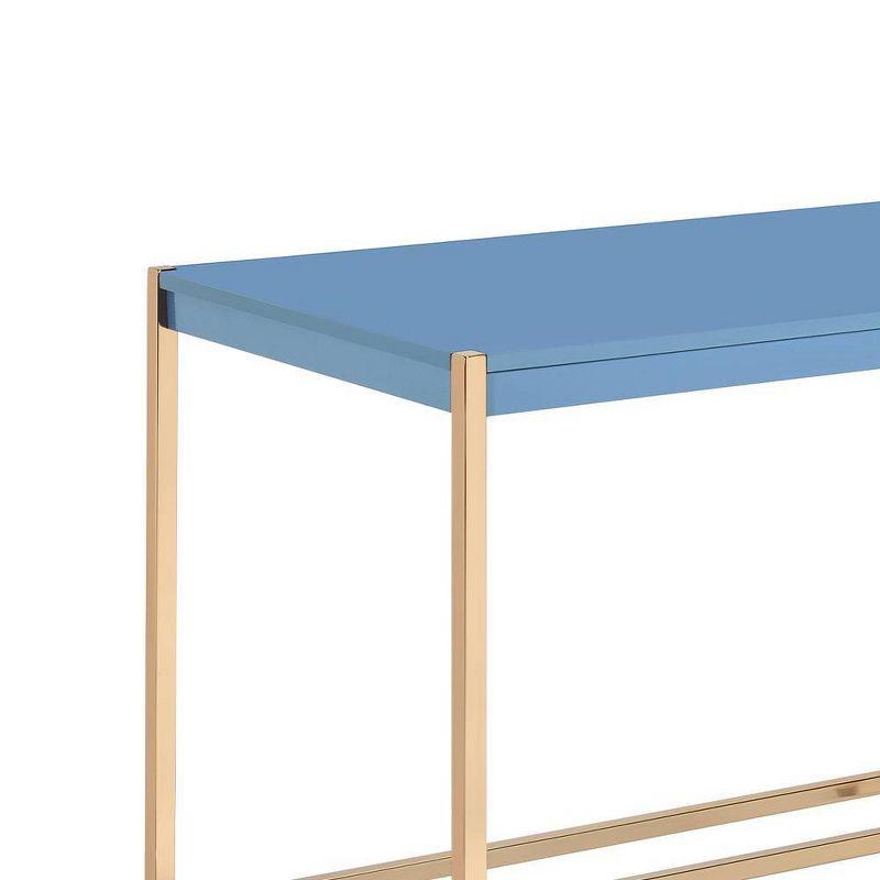 42" Midriaks Writing Desk Navy Blue/Gold Finish - Acme Furniture: Chic Office Furniture with USB Ports