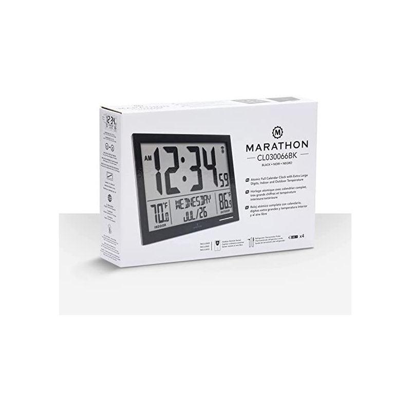 Marathon Atomic Full Calendar Large Digits Digital Clock Indoor And Outdoor Temperature