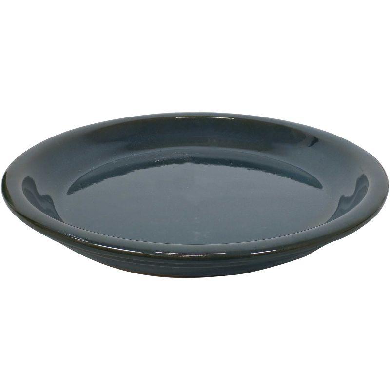 Sunnydaze High-Fired Glazed UV- and Frost-Resistant Ceramic Outdoor Flower Pot Saucer - 9" Diameter - Forest Lake Green - 2-Pack