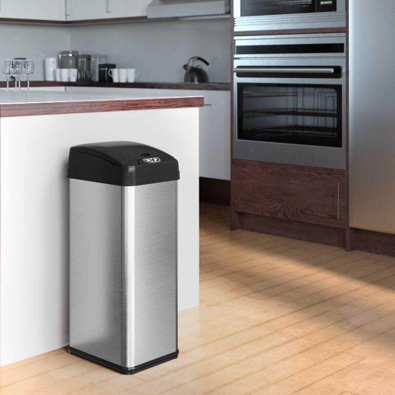 Acute Touchless Stainless Steel 13 Gallon Motion Sensor Trash Can