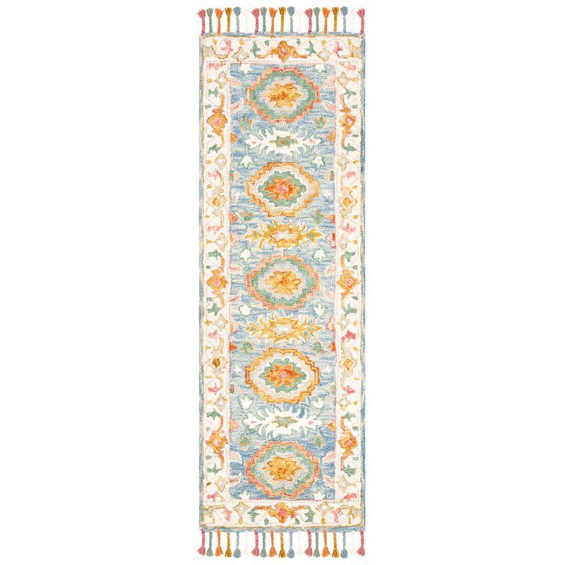 Aspen APN117 Hand Tufted Indoor Runner Rug - Blue/Ivory - 2'3"x7' - Safavieh