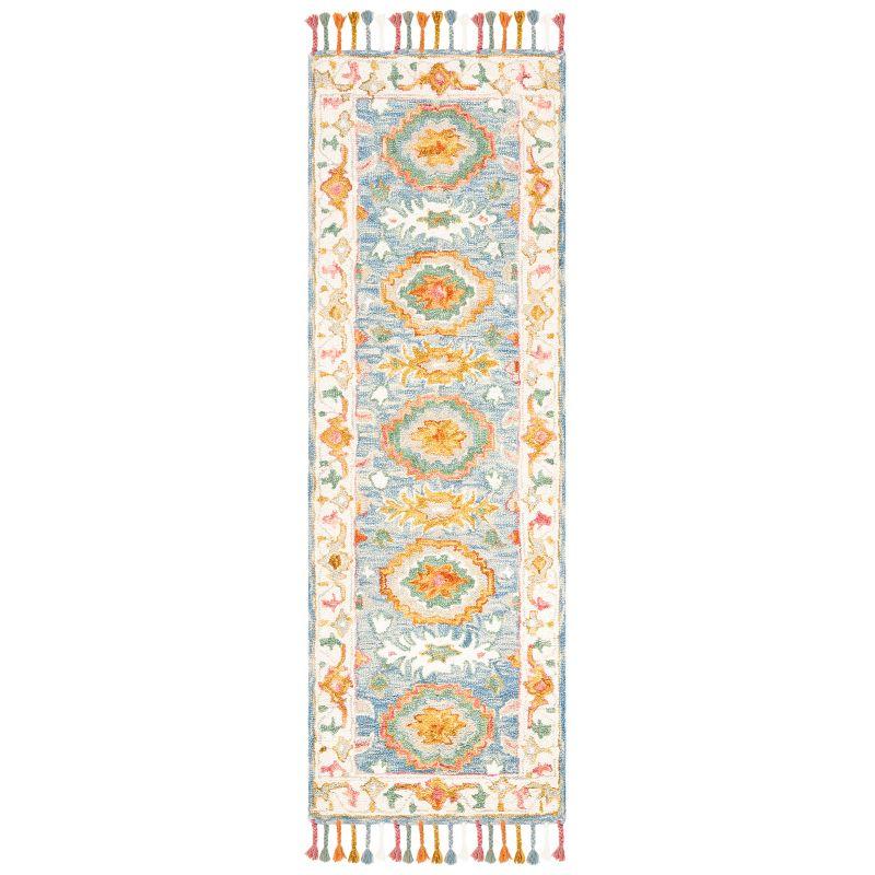 Aspen Blue Ivory Handmade Wool Runner Rug - 27" x 6"