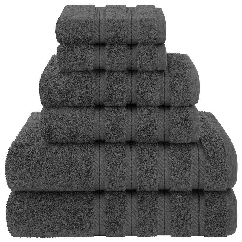 American Soft Linen Salem 6 Piece Towel Set, 100% Cotton Bath Towels for Bathroom, Dark Gray