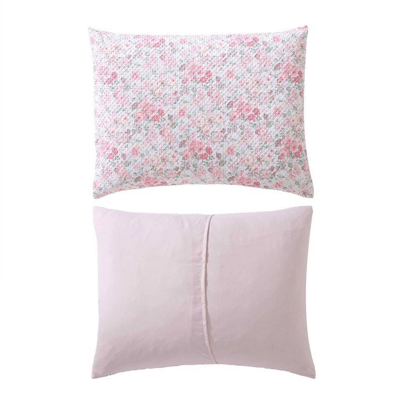 Laura Ashley Quartet Pink Reversible Easy Care Dorm Bonus Bed Set