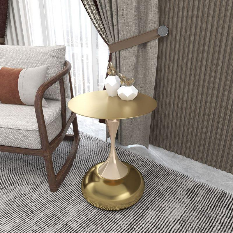 Gold Stainless Steel Round Pedestal Side Table