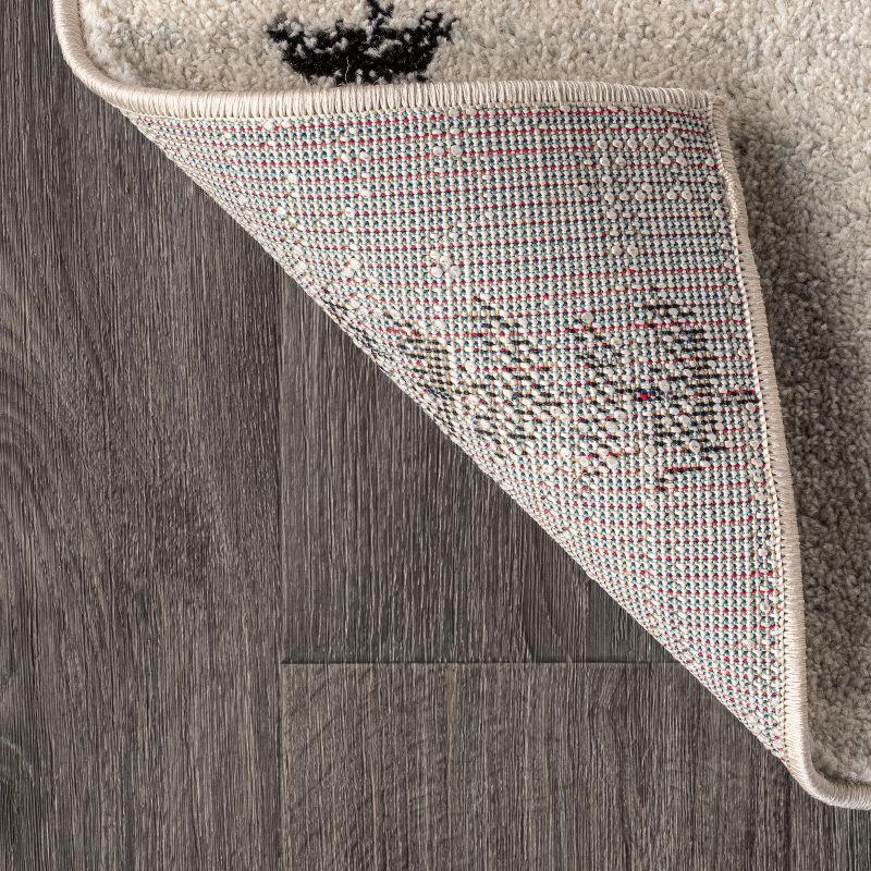 8'x10' Zaina Moroccan Beni Souk Area Rug, Cream/Black - JONATHAN Y