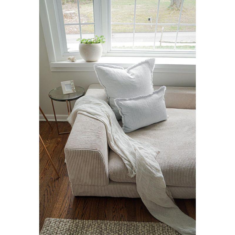 Light Grey Fringe Soft Linen Pillow