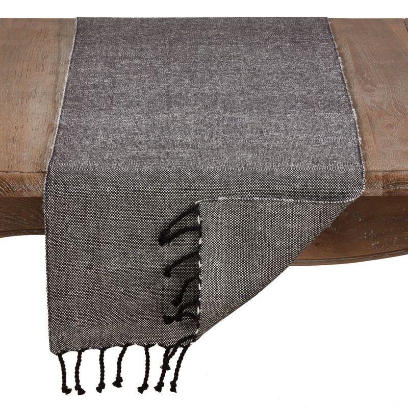 Saro Lifestyle Cotton Blend Table Runner With Solid Tasseled Design