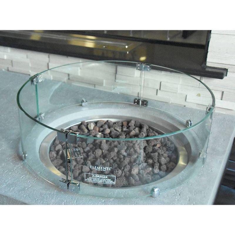 Columbia Round Tempered Glass Wind Screen - Elementi: 25" Diameter Steel Frame, Draft Protection