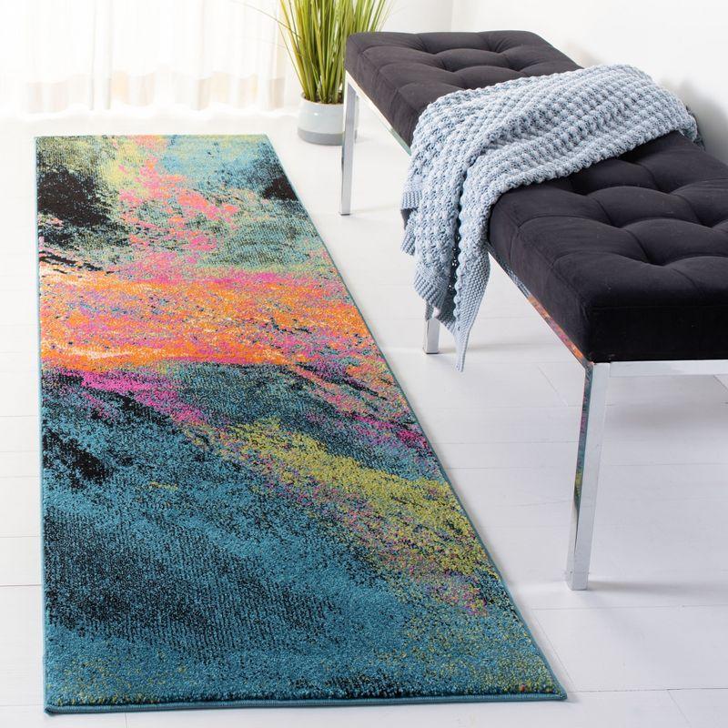 Galaxy GAL117 Power Loomed Indoor Runner - Blue/Orange - 2'3"x8' - Safavieh