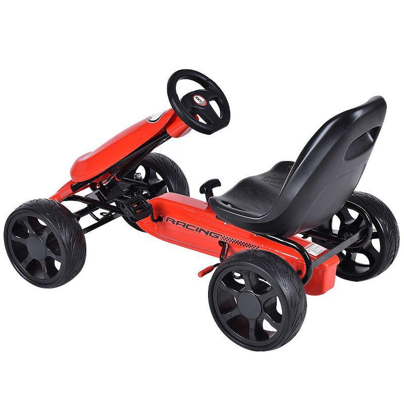 Costway Xmas Gift Go Kart Kids Ride On Car Pedal Powered Car 4 Wheel Racer Toy Stealth Outdoor Red