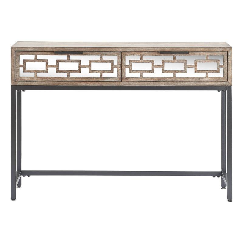 Hayworth 51'' Weathered Grey Mirrored Console Table with Drawers