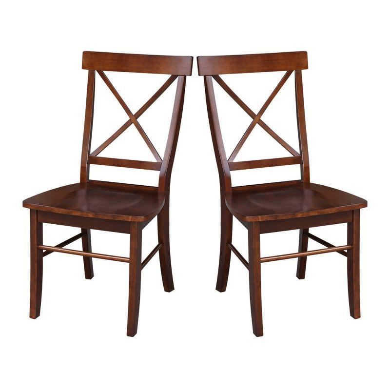 Espresso High Cross Back Solid Wood Side Chairs, Set of 2