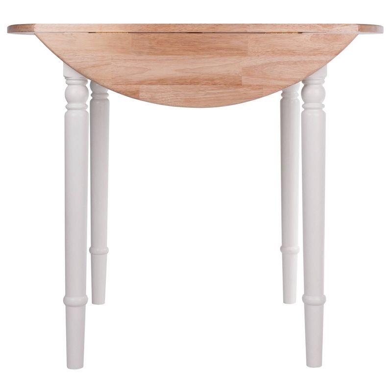 Sorella Round Drop Leaf Dining Table Natural/White - Winsome: Modern 4-Point Leg Kitchen Table, Seats 4