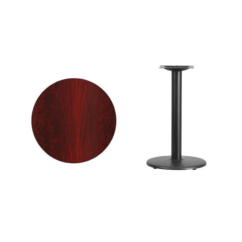 24'' Round Red Laminate Dining Table with Black Base