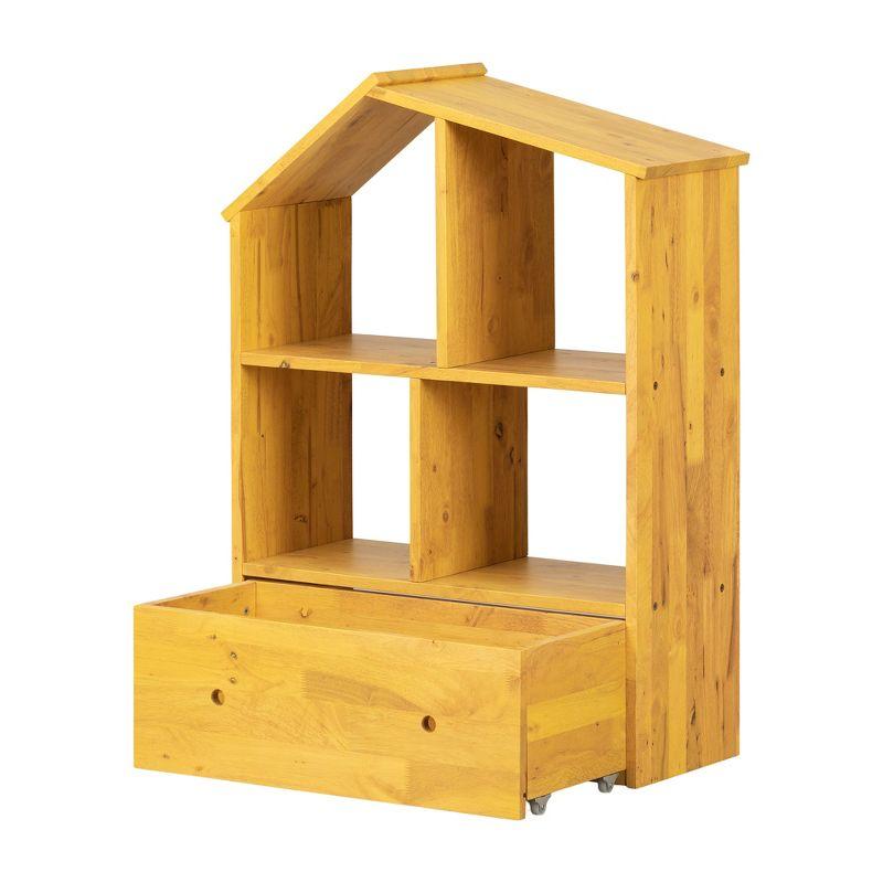 Yellow Adjustable Kids Wooden Bookcase with Storage Bin