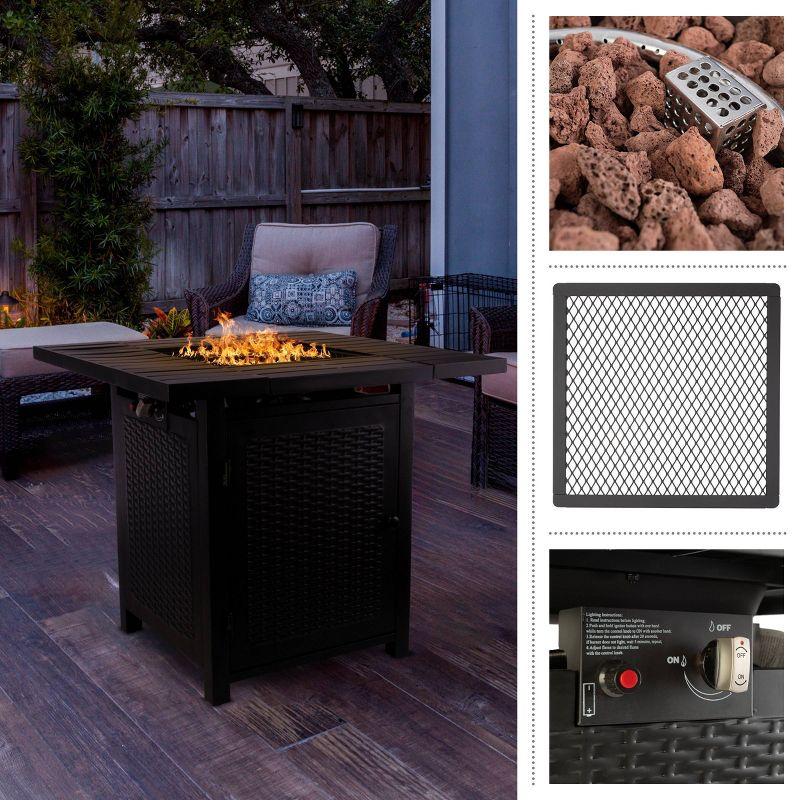 Pure Garden Propane Fire Pit - 30-Inch Outdoor Fireplace - 50,000 BTU Firepit - Fire Table with Electric Ignition, Lava Rocks, and Cover by Pure Garden