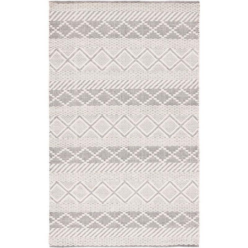 Ivory Hand-Tufted Wool Rectangular Rug with Fringe, 3' x 5'