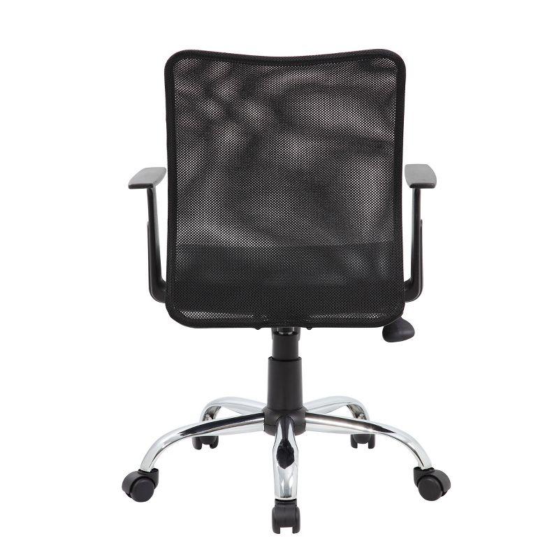 Fixed Arm Budget Mesh Task Chair Black - Boss Office Products: Chrome Base, Pneumatic Lift, Locking Tilt Control