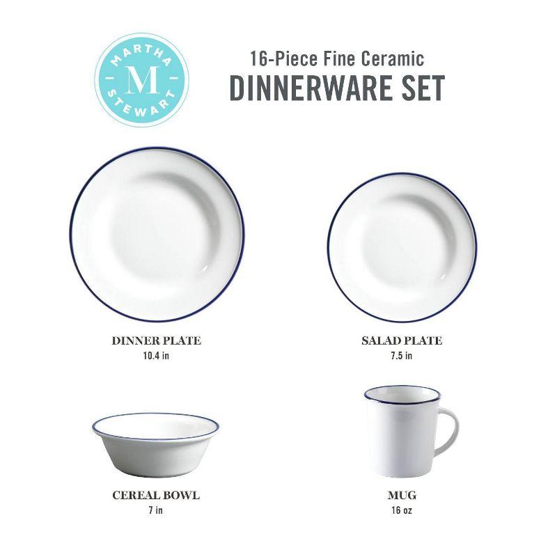 Martha Stewart Cliffield Ceramic Dinnerware Set - Service for 4