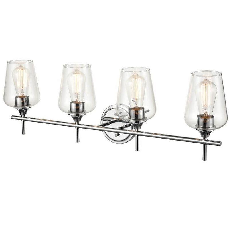 Ashford Matte Black 4-Light Vanity Fixture with Glass Shades