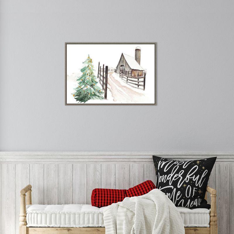 Amanti Art Snowy Vermont Farm by Patricia Pinto Framed Canvas Wall Art