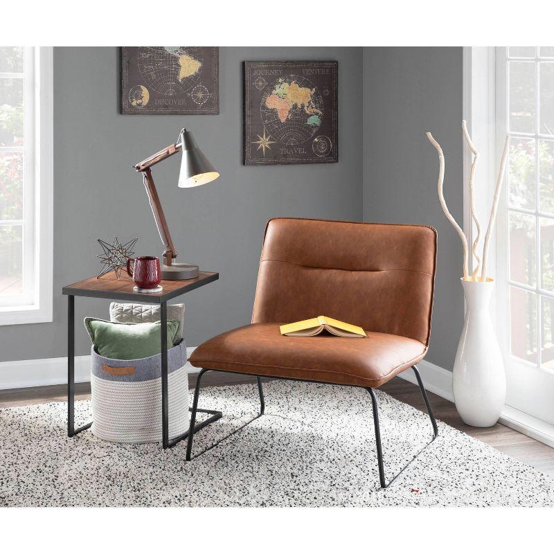 Sleek Industrial Leatherette Armless Accent Chair