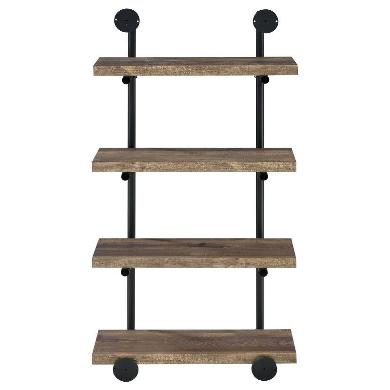 Industrial Black and Rustic Oak 24" Wall Shelf with Four Shelves