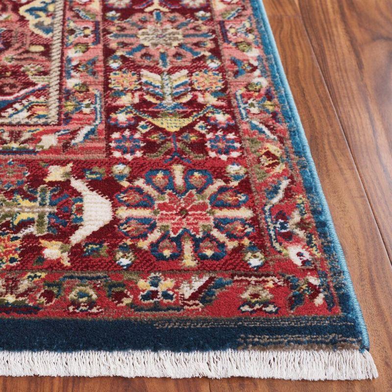 Kashan Blue and Red 9' x 12' Floral Synthetic Area Rug