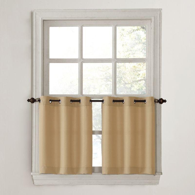 2pc 56"x36" No. 918 Semi-Sheer Montego Casual Textured Grommet Kitchen Curtain Tier Pair Taupe: 36 Inch Kitchen Window Curtains