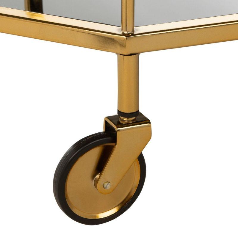 Luxurious Brass Finish and Tinted Glass 2-Tier Bar Cart with Storage