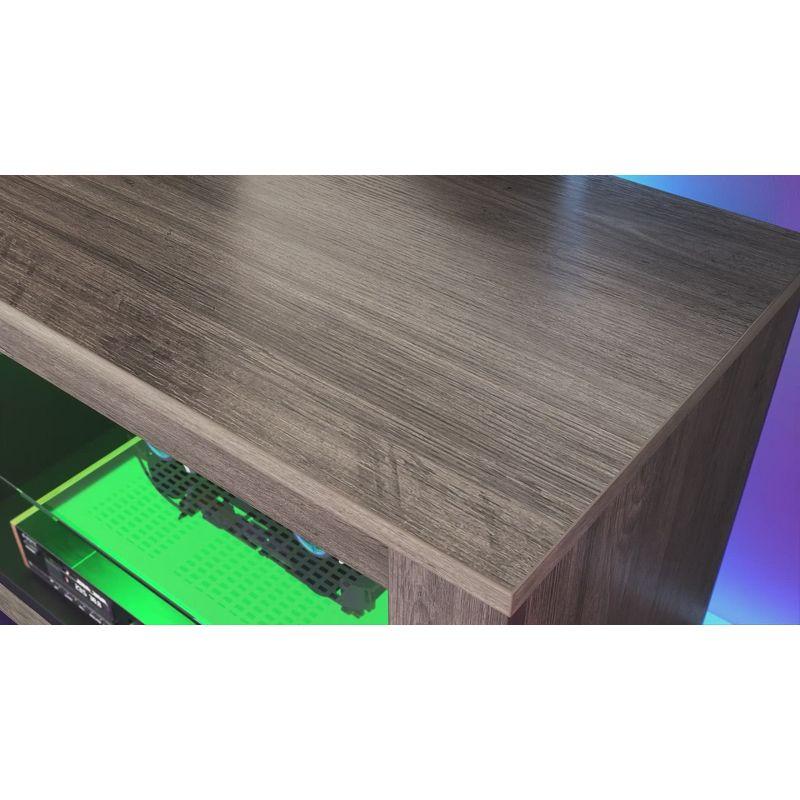 Bestier TV Stand for TVs up to 70" with LED Light, Entertainment Center for PS5 with Shelves, Black Marble