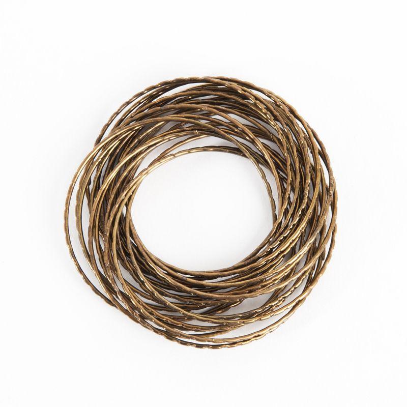 Saro Lifestyle Textured Metallic Bangle Design Metal Napkin Ring (Set of 4), Bronze