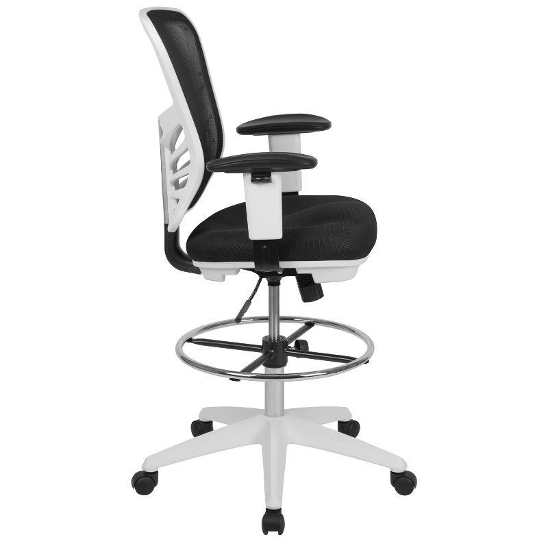 Flash Furniture Mid-Back Mesh Ergonomic Drafting Chair with Adjustable Chrome Foot Ring, Adjustable Arms