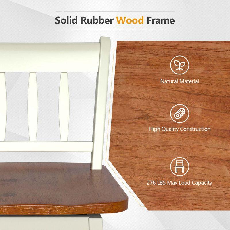 Costway 2PCS Bar Stool 24.5'' Swivel Counter Height Chair w/ Footrest Cream