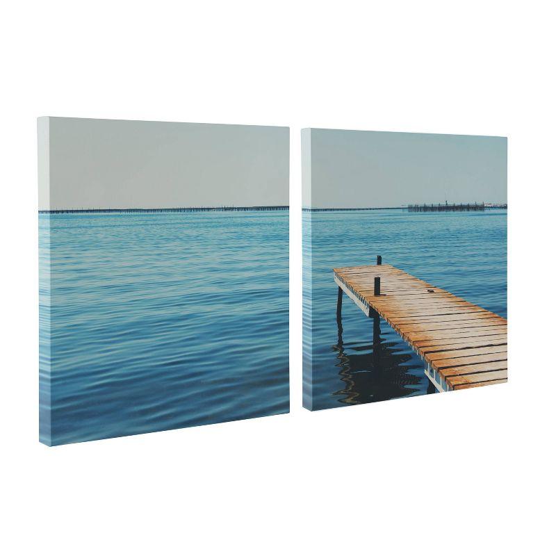 Etang de Thau Blue Coastal Canvas Wall Art Set