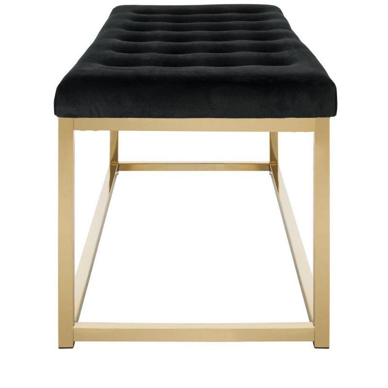 Reynolds Velvet Bench - Black Velvet/Brass - Safavieh