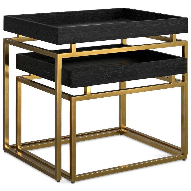 Audrina Black and Gold Wood Metal Nesting Tables