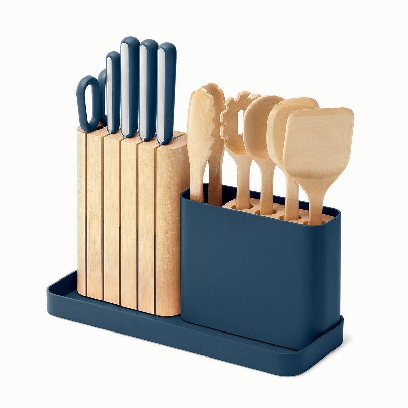 Navy and Light Wood 14-Piece Kitchen Prep Set