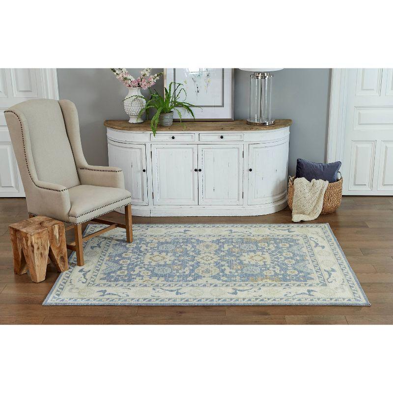 Momeni 6'6"x9' Anatolia Kylee Medallion Machine Loomed Area Rug Light Blue: Wool & Nylon, Low Pile, Indoor Use
