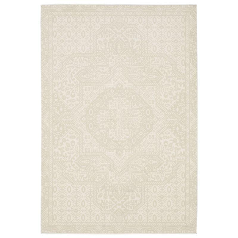 Ivory Geometric Synthetic 3'3" x 5' Area Rug