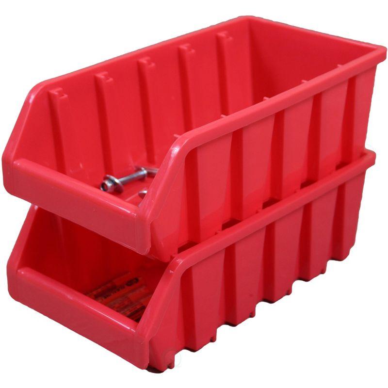 Red Plastic Stackable Storage Bins for Kids, Set of 6