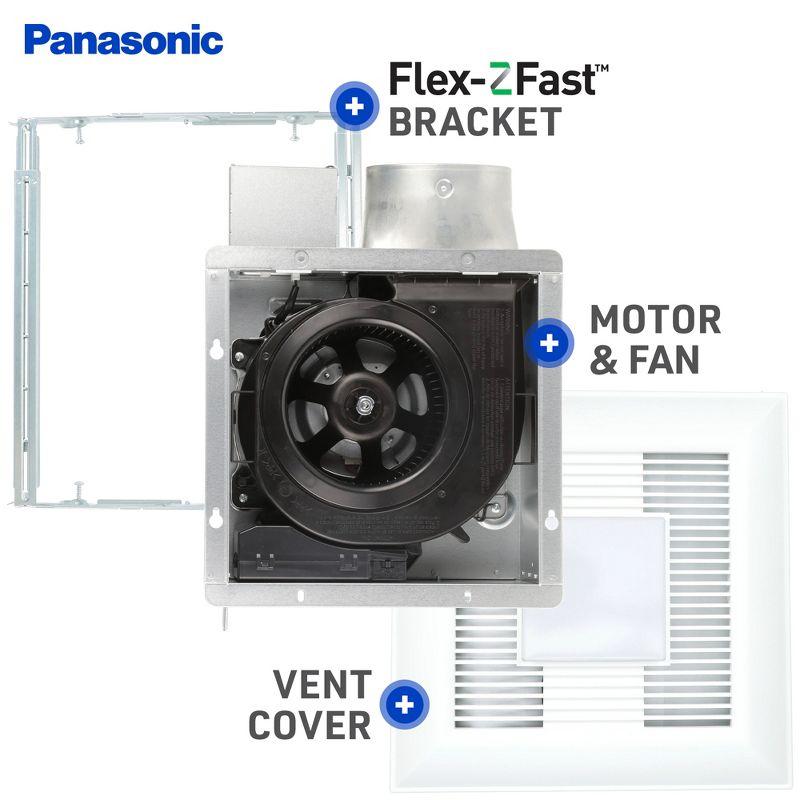 Panasonic WhisperValue Ceiling/Wall Mount Bathroom Exhaust Fan with Dimmable LED Light, 50-80-100 CFM, FV-0510VSL1