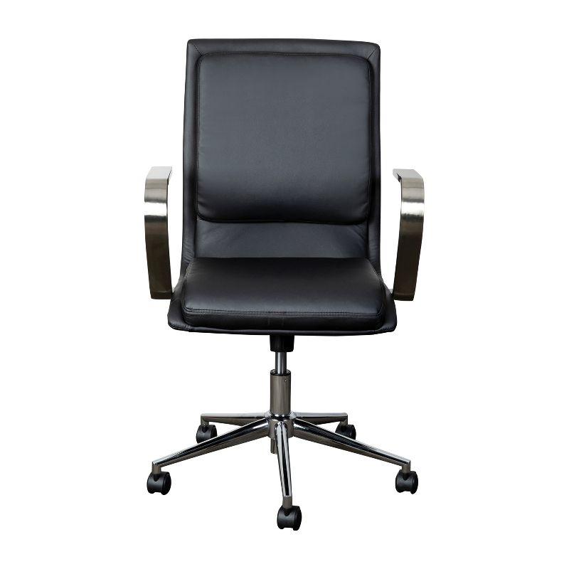 Black Faux Leather Swivel Task Chair with Chrome Base