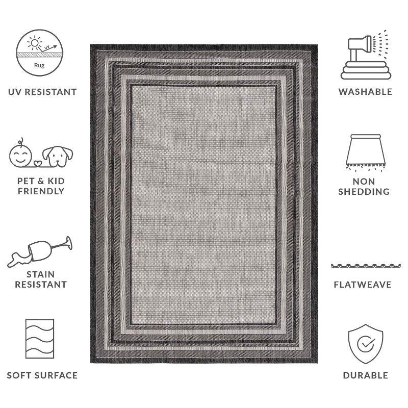 Courtyard CY8475 UV & Stain Resistant Non-Shedding Power Loomed Indoor/Outdoor Area Rug - Light Grey/Black - 6'7"x6'7" - Safavieh