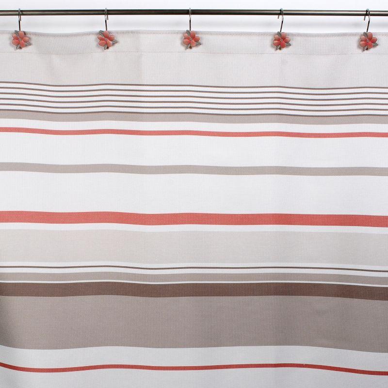 Coral Garden Stripe Shower Curtain Tan - Saturday Knight Ltd.: Polyester Bath Curtain, Buttonhole Top, Machine Washable